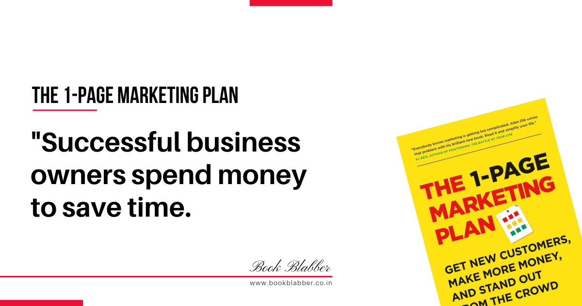 1 Page Marketing Plan Summary Quotes Image - Successful business owners spend money to save time.
